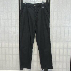 Oakley Black Golf Pants Mid Rise Flat Front Relaxed Fit Lightweight Activewear
